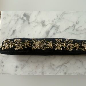 Banana Republic Black and Gold  Embroidered  Velvet Belt